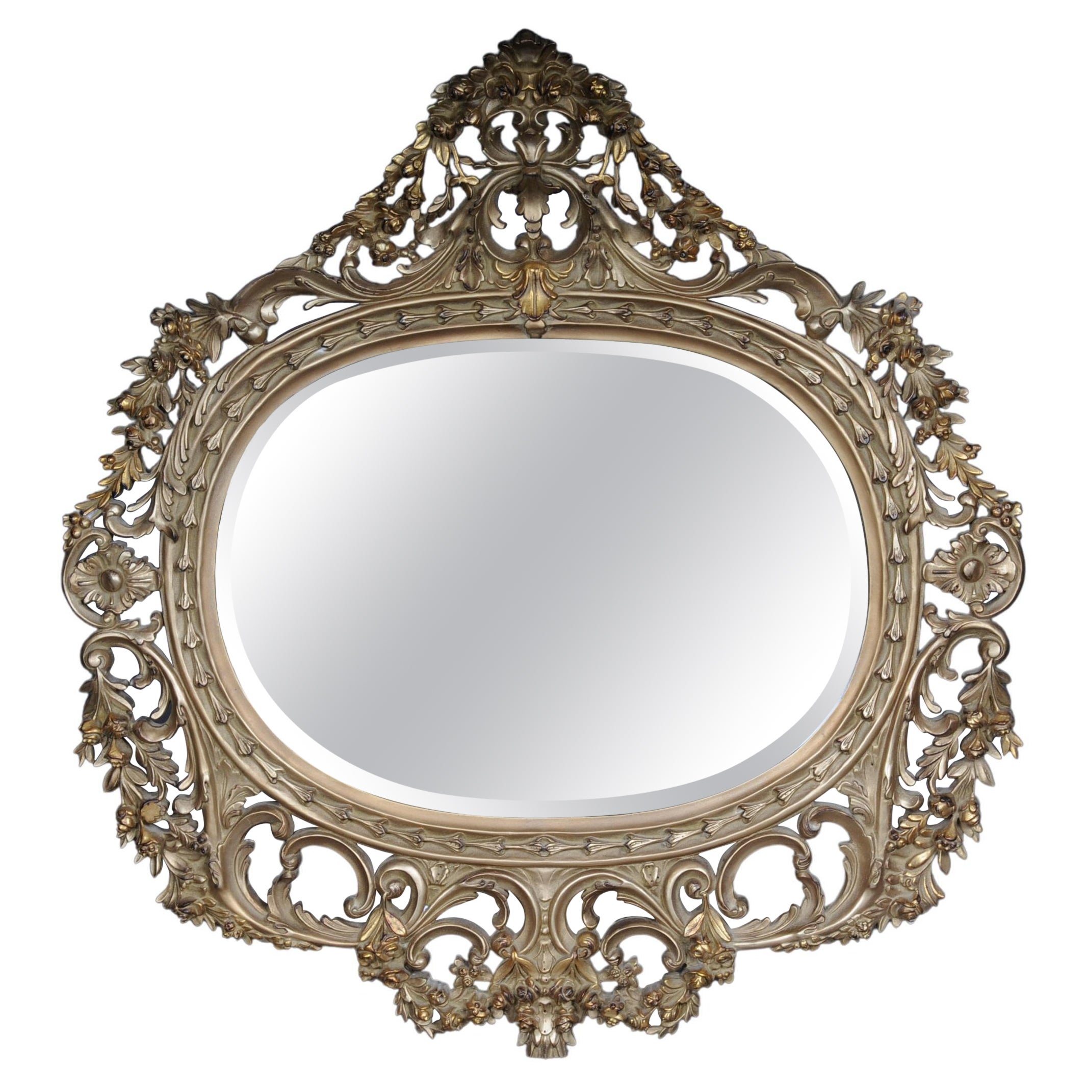 Richly Carved Royal Wall Mirror in Louis XV, Beech Wood For Sale