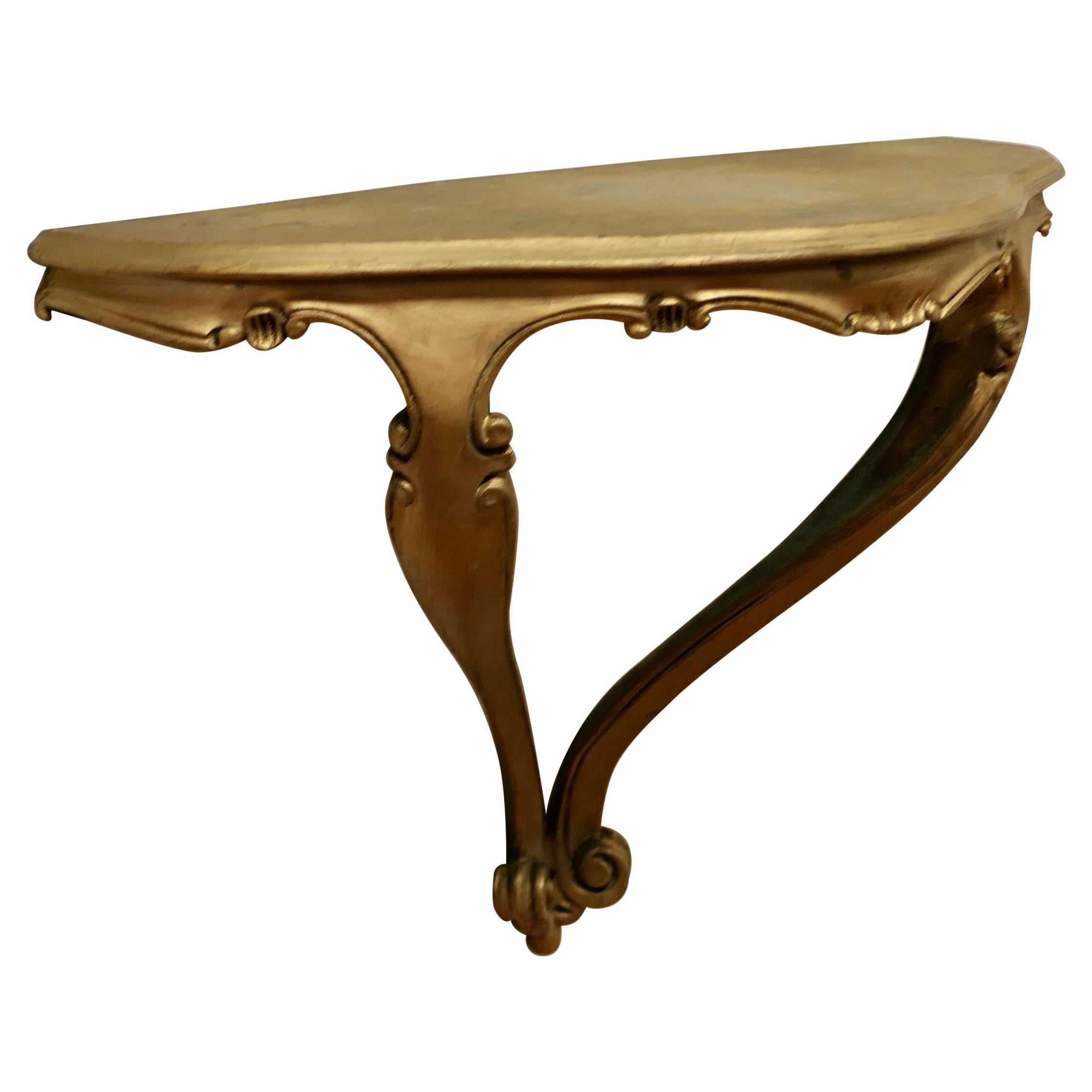 Charming, French Carved Gilt Console Wall Shelf For Sale
