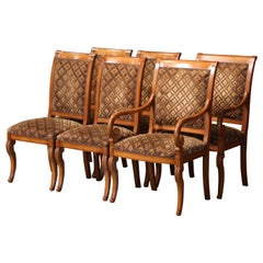 Mid-Century French Louis Philippe Carved Walnut Chairs and Armchairs-Set of Six