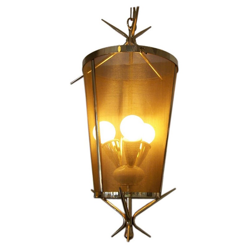 Italian Petite Brass Lantern Hanging Light For Sale