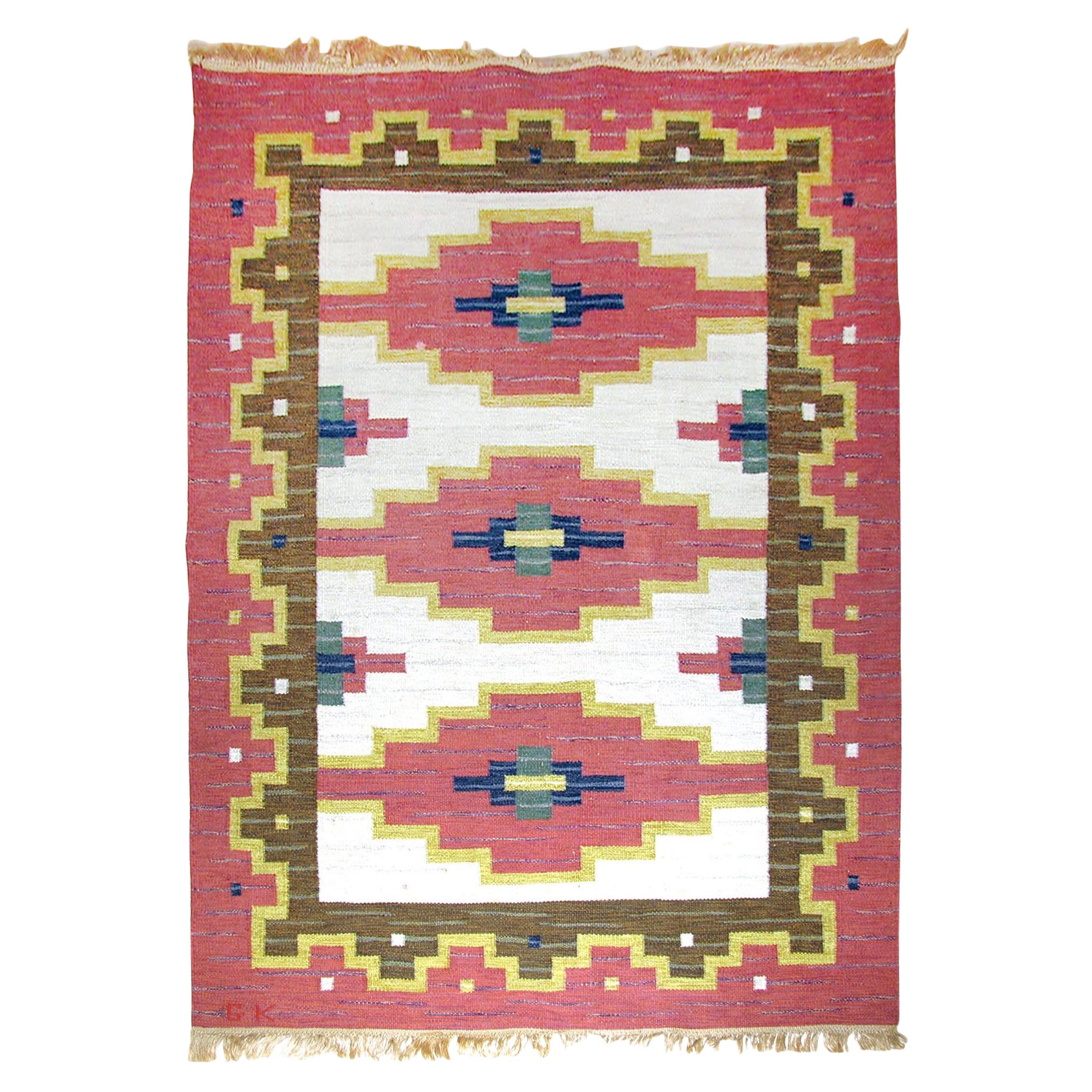 Scandinavian Modern Rug, Swedish Kilim, Rollakan, Flat-Weave Carpet