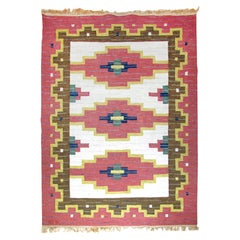 Scandinavian Modern Rug, Swedish Kilim, Rollakan, Flat-Weave Carpet