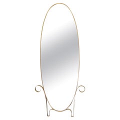 Elegant Italian Oval Wall Mirror in Brass