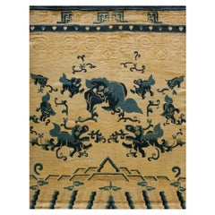Tapis Ningxia chinois ancien de 4' 4'' x5' 8'' pouces