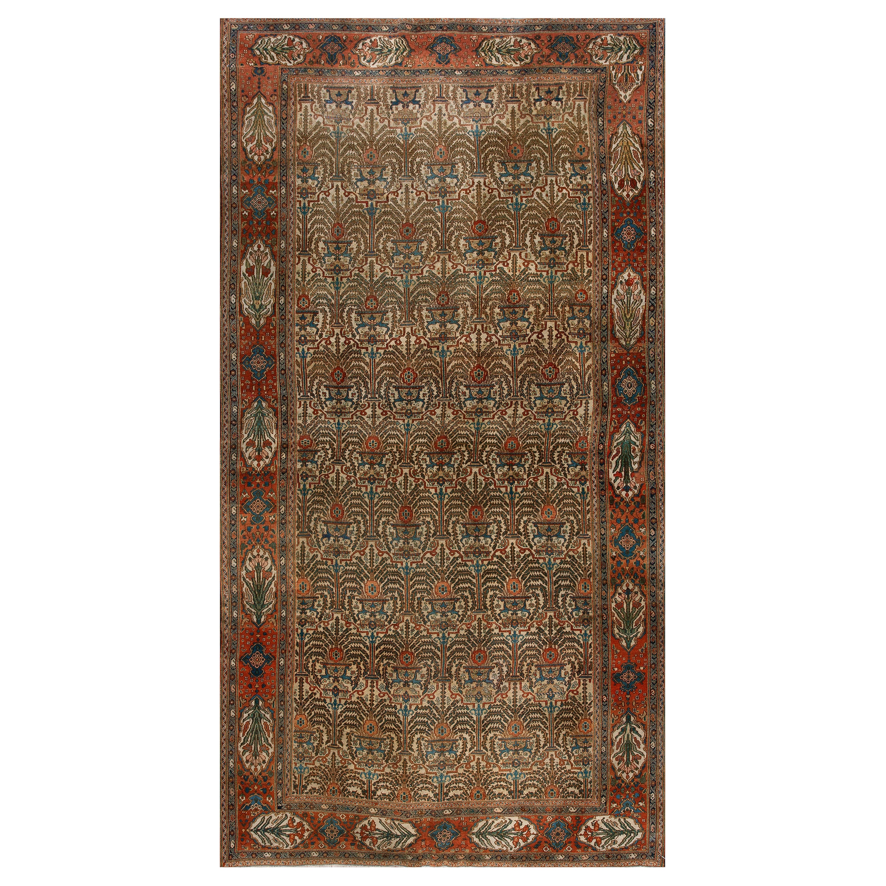 19th Century Persian Bibikabad Galley Carpet ( 6'8" x 12'10"- 203 x 392 )