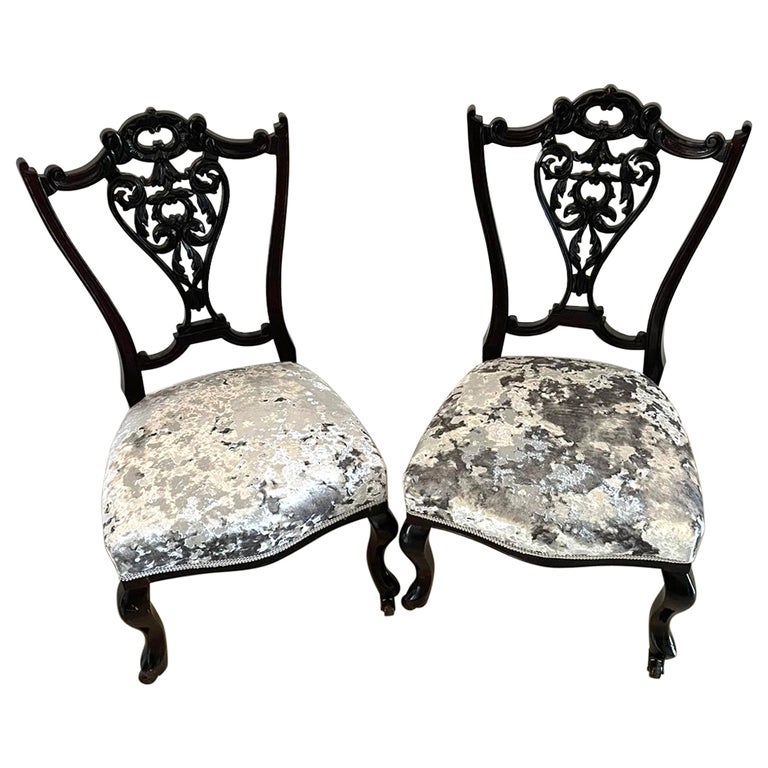 Antique Pair of Quality Victorian Ebonised Side Chairs For Sale at 1stDibs