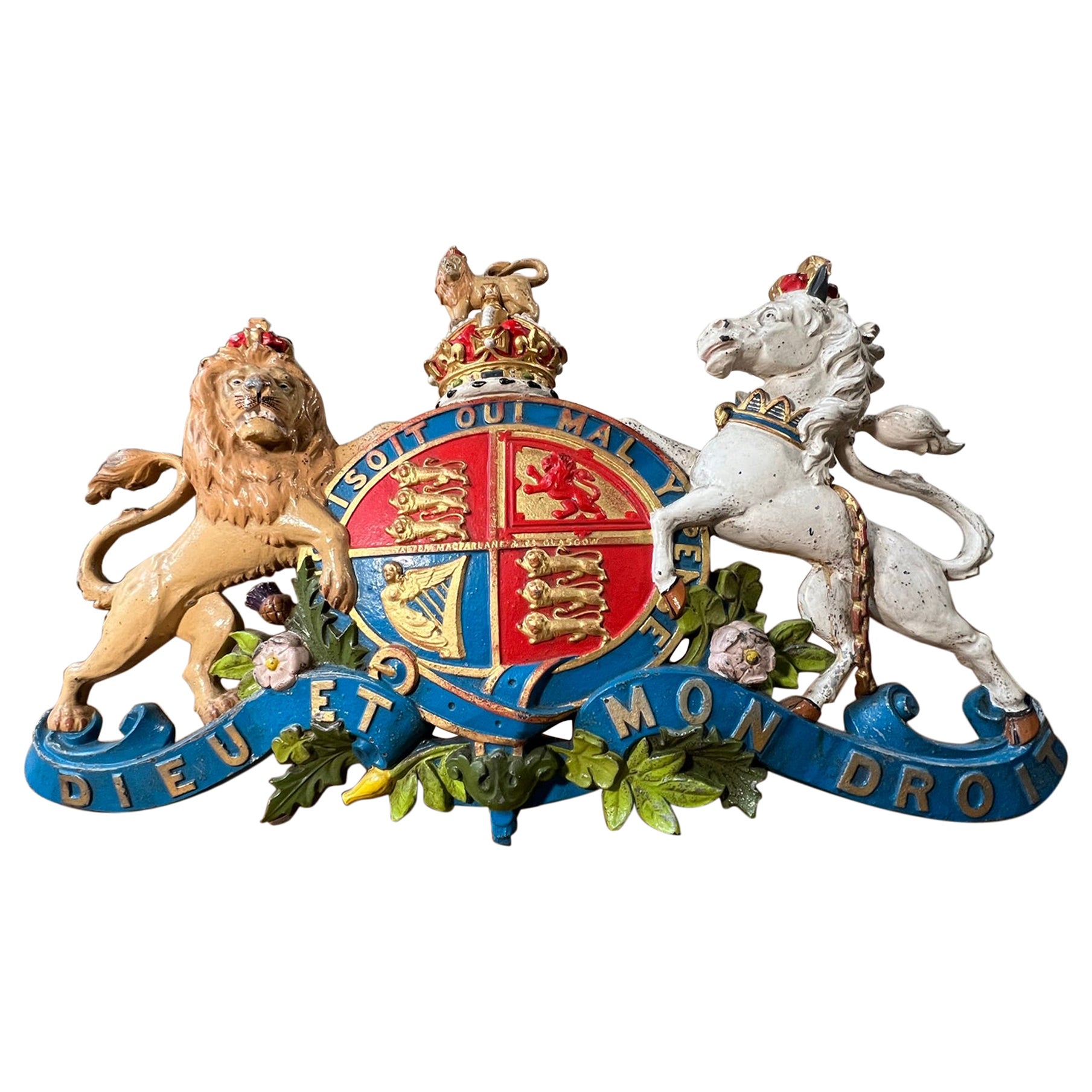 Large Scale Cast Iron Royal Coat of Arms For Sale