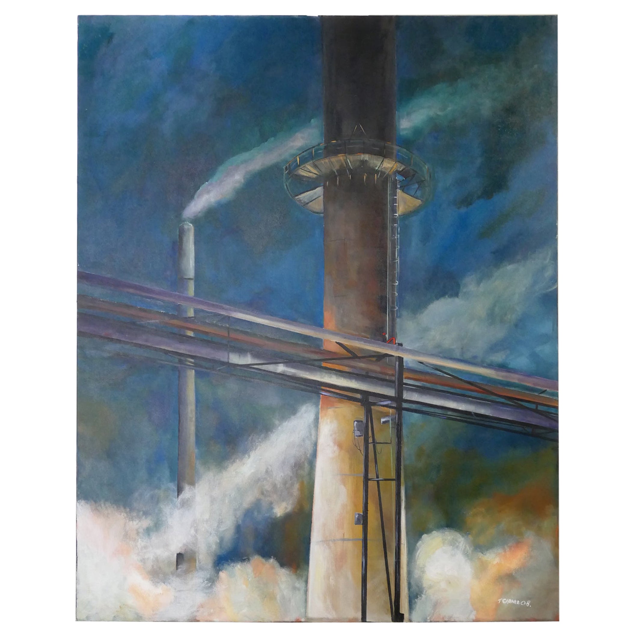 Large Industrial Oil on Canvas Titled ‘Pilkington Glass’ For Sale