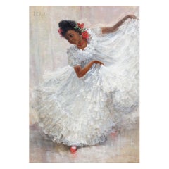 Impressionist Painting of a Young Spanish Flamenco Dancer by J.C. Arter