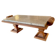 Table néoclassique en chêne sablé à balustre de Moreux, France, 1939