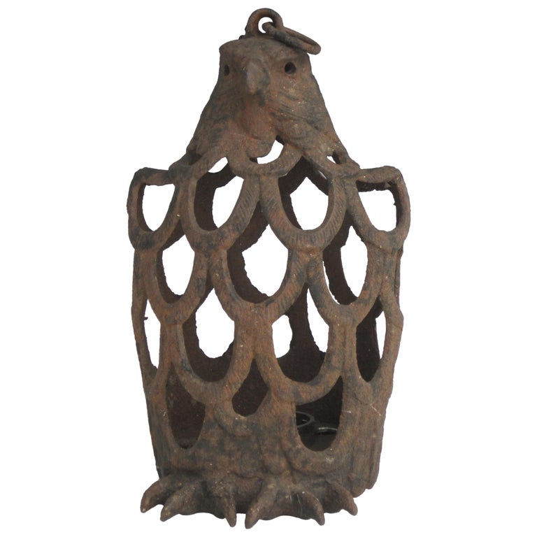 Japanese Cast Iron Eagle Tea House Garden Lantern For Sale at 1stDibs