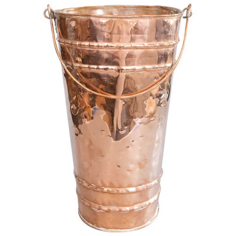 Antique French Hammered Copper Umbrella Stand, circa 1900 For Sale at