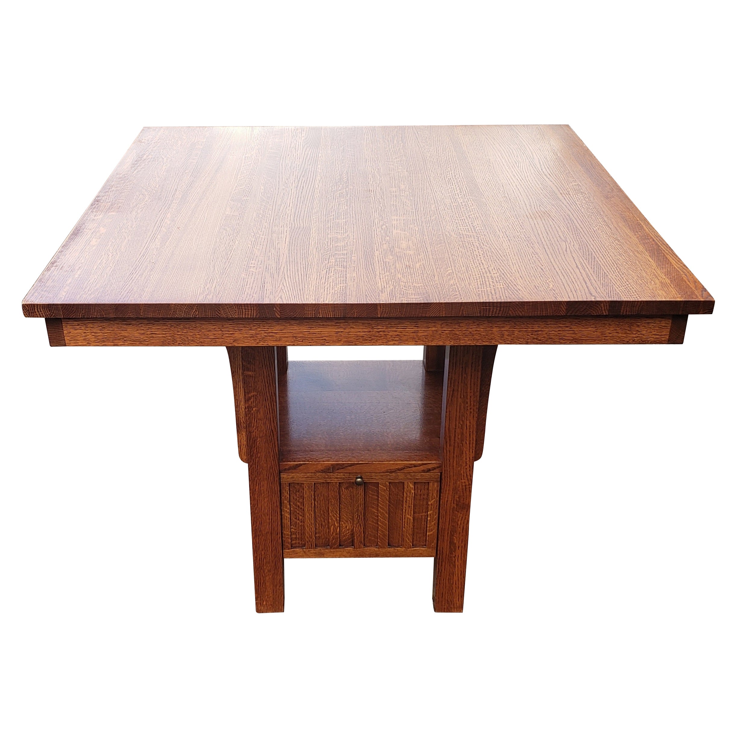 Stickley Attributed Quatersawn Mission Oak High Top Dining Table