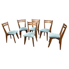 Used Guillerme et Chambron, Set of 6 Oak Chairs, Edition Votre Maison, circa 1970