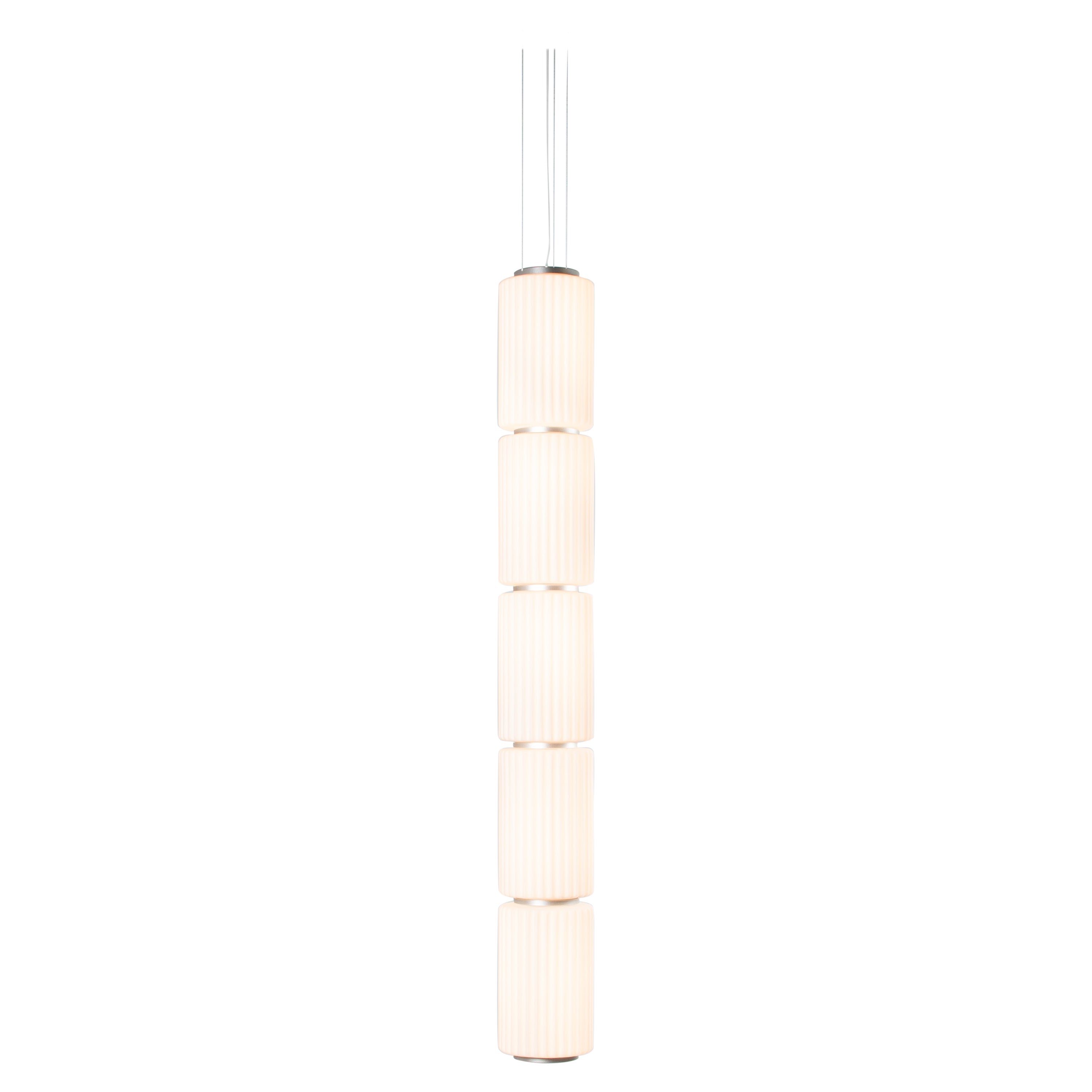 Zeitgenössische Pendelleuchte 'Column' 175-5, vertikal, elfenbeinfarben