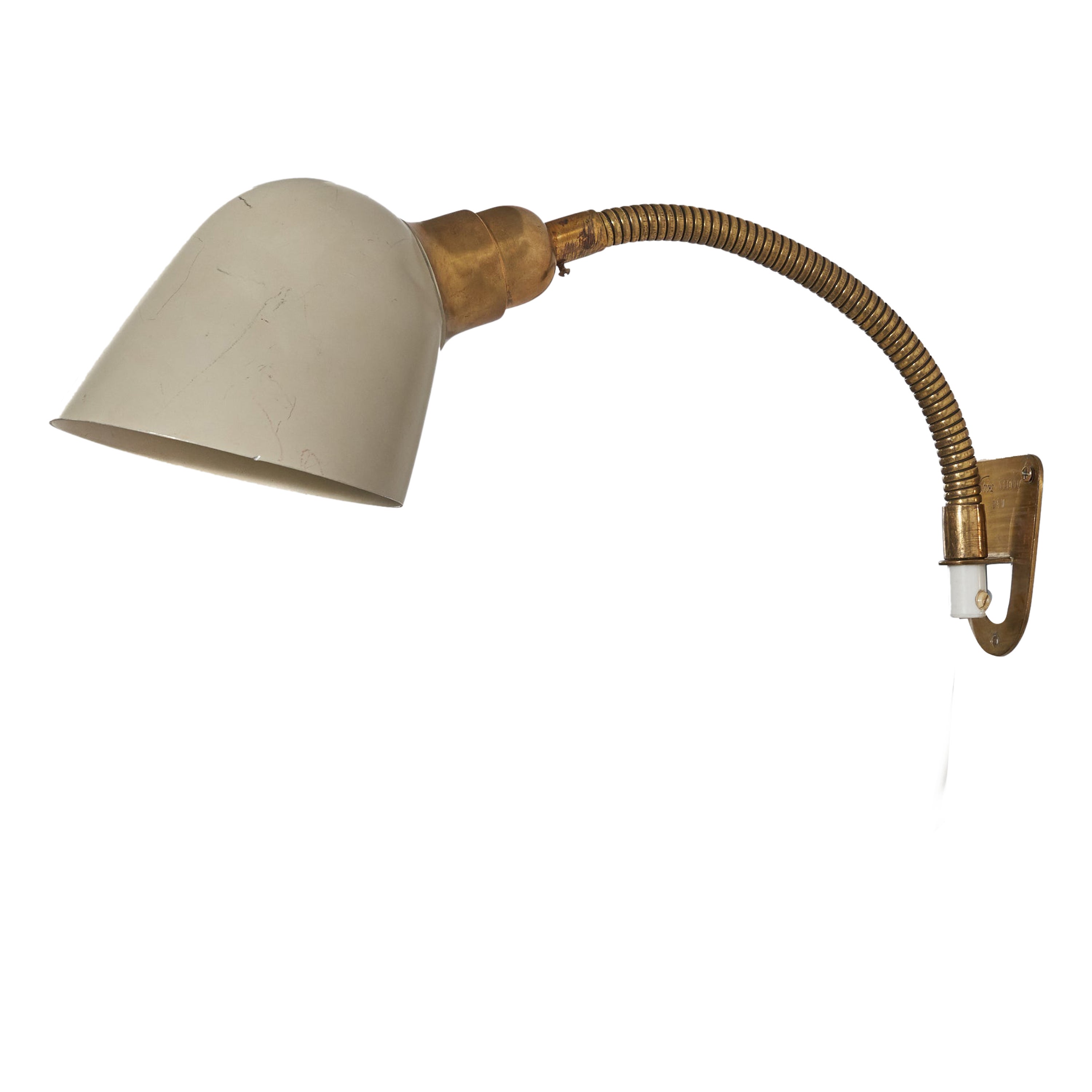 Bertil Brisborg, Wall Light, Brass, Metal, Nordiska Kompaniet, Sweden, C. 1940s