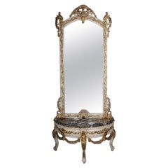 Vintage 20th Century Beautiful Console Mirror/Floor Mirror in the Louis XV, Gilt Beige