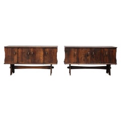 Pair of Swedish Gouged Pine Sideboards in the Manner of Axel Einar Hijorth