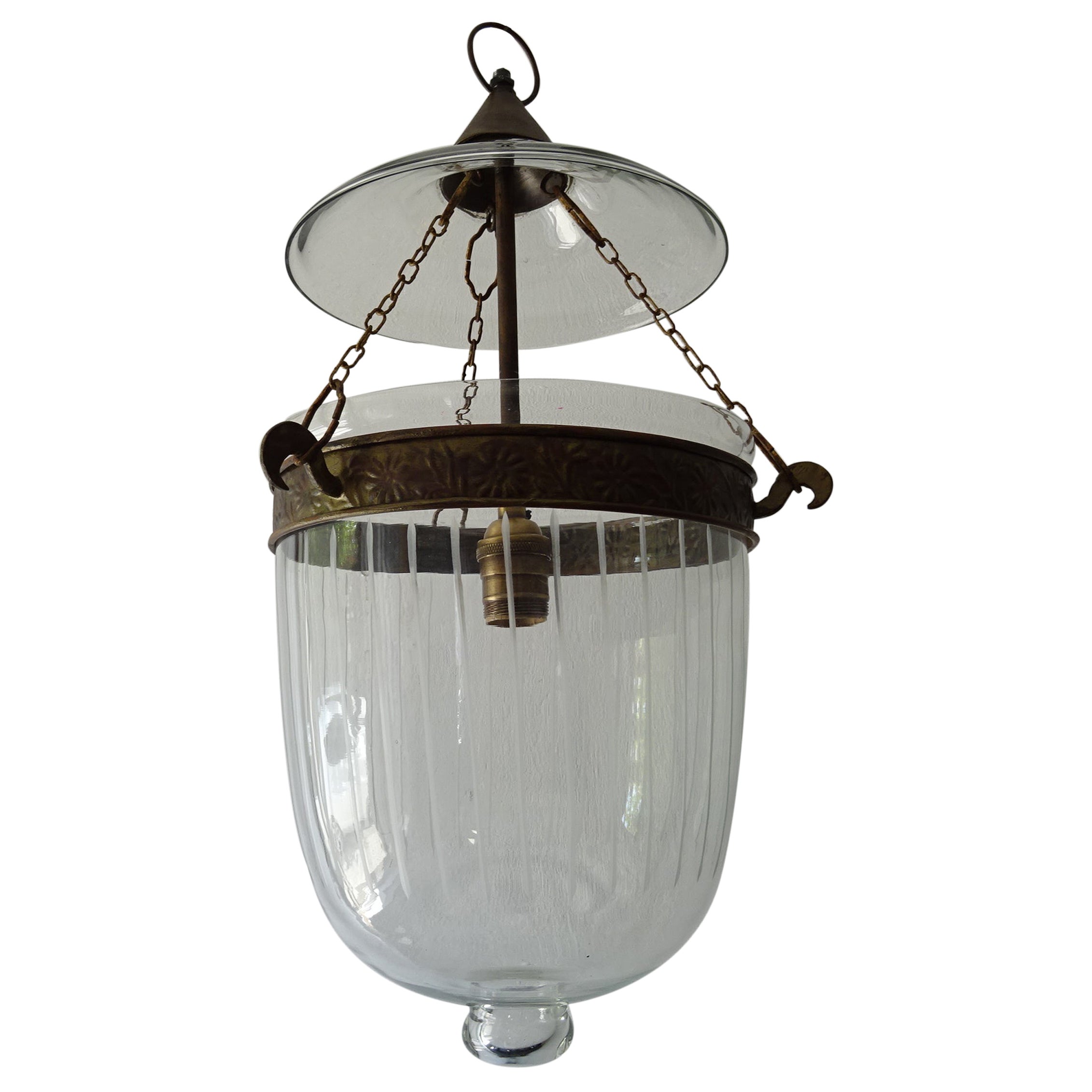 19th Century Clear Etched Jar Lantern Chandelier