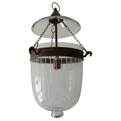 Antique 19th Century Clear Etched Jar Lantern Chandelier