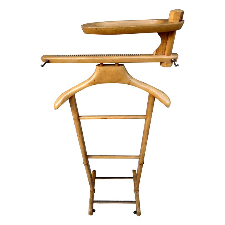 MidCentury Modern Sculptural Beech Clothing Valet Made in Italy For