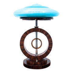 Blue Art Deco Table Lamp, Poland, 1980s