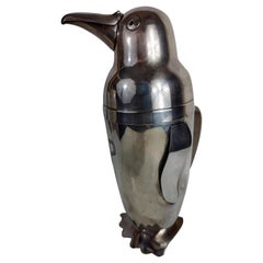 Art Deco Sculptural Silver Plate Penguin Cocktail Shaker by Napier, C1932