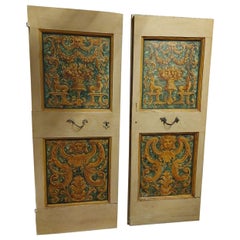 Used Pair of Single Lacquered and Painted Interior Doors, 18th Century Italy