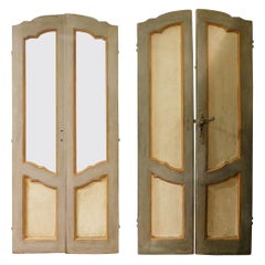 N.2 Double Doors, One Glass and One Panels, Lacquered, 18th Century Italy