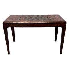 Vintage Mid-Century Modern Maitland Smith Distressed Leather Game Table