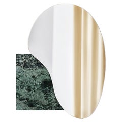Modern Wall Mirror Lake 4 by Noom with Green Marble Verde Ocean Base