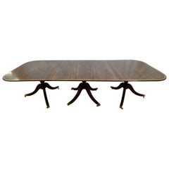 Table de salle à manger Régence à trois piédestaux et plateau basculant, bandeau, XIXe/XXe siècle