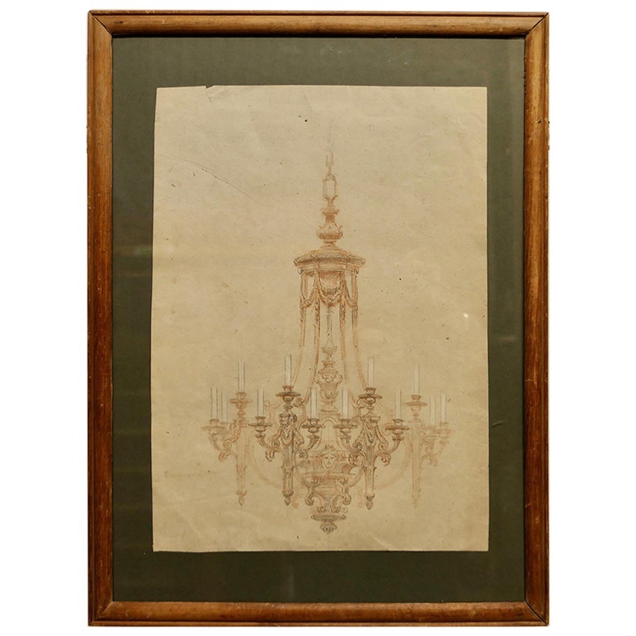 Multi Branch Arts and Crafts Chandelier Illustration Attributed to Amor Fenn For Sale