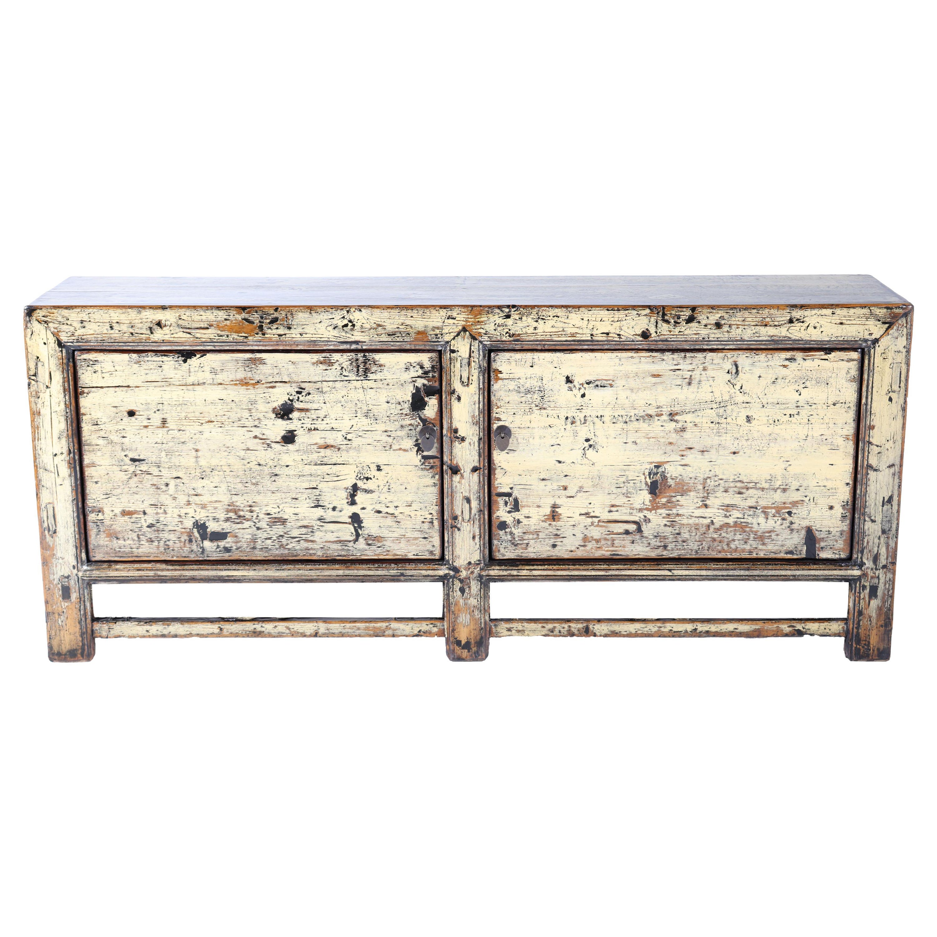 Vintage Two-Door Server in Original Paint Patina with Lacquer over Glaze