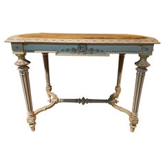 20th Century French Writing Table Hand Carved and Painted in Louise xvi Style