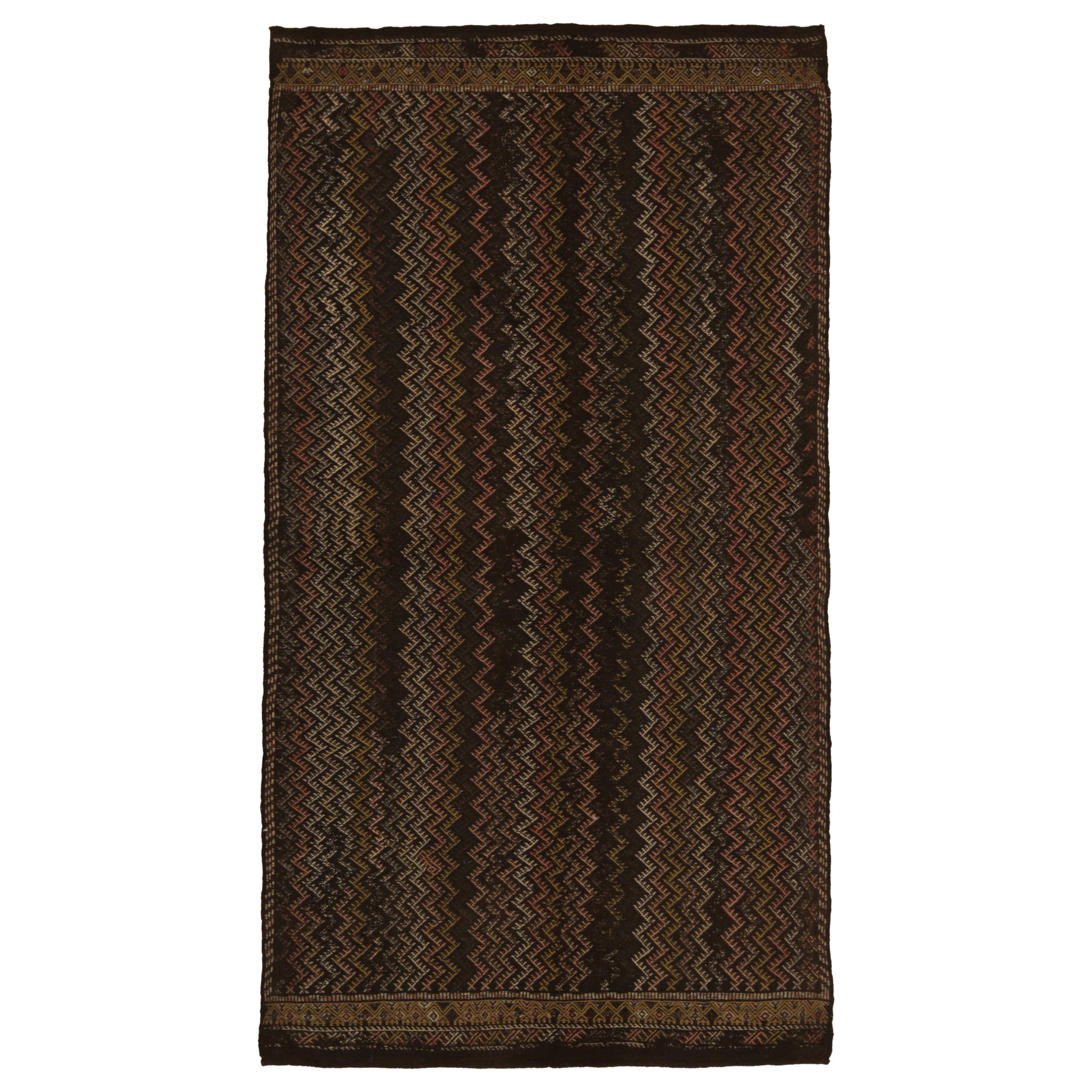 Vintage Layered Kilim Rug in PinkBrown Superimposed Pattern by Rug and