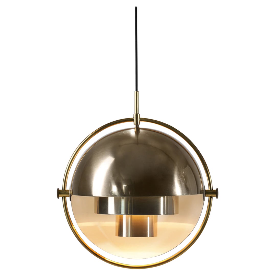 Brass Multi-Lite Pendant by Louis Weisdorf for Lyfa, Denmark 1972 For Sale