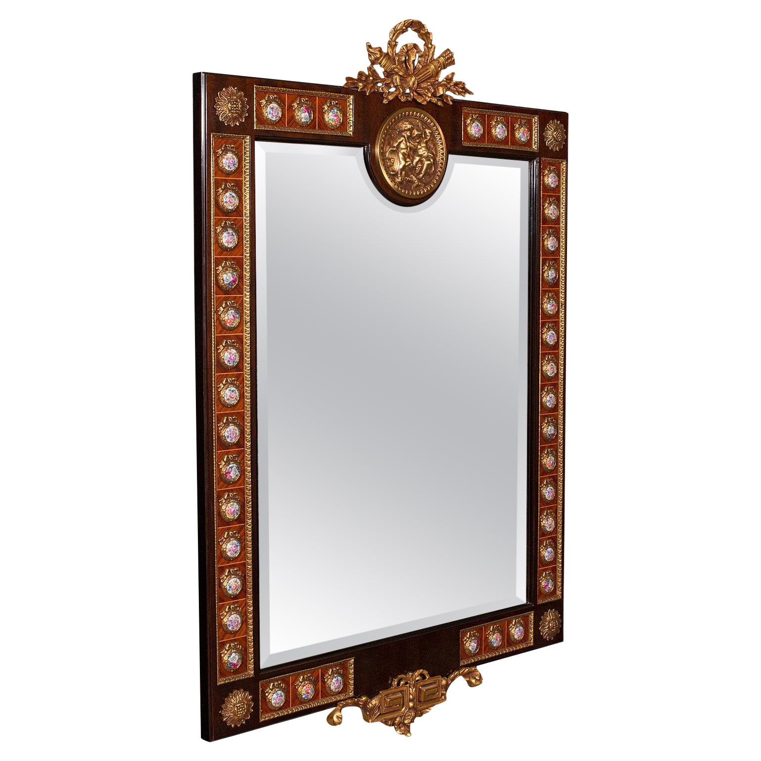 Grand miroir Decorative Vintage, Continental, Walnut, Overmantle, Italianate