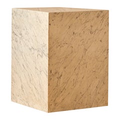 Square Pedestal/Side Table in Carrara Marble