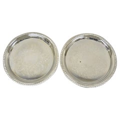 Eales 1779 Silver Plated Regency Style Round Serving Tray Platters, a Pair