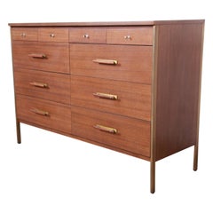 Paul McCobb for Directional 6000 Series Mahogany and Brass Dresser Chest, Newly