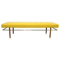 Vintage Large Harvey Probber Bench in Mohair Upholstery with Brass Trim