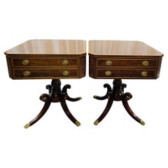 Pair of Schmieg and Kotzian Satinwood and Flame Mahogany Side / End Tables