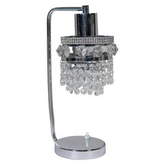 Chrome Metal and Crystal Glass Table Lamp, Austria, circa 1960