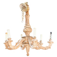 Six Arm Carved Wood Chandelier