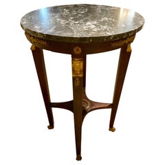 French Empire Style Marble Top table with bronze mounts