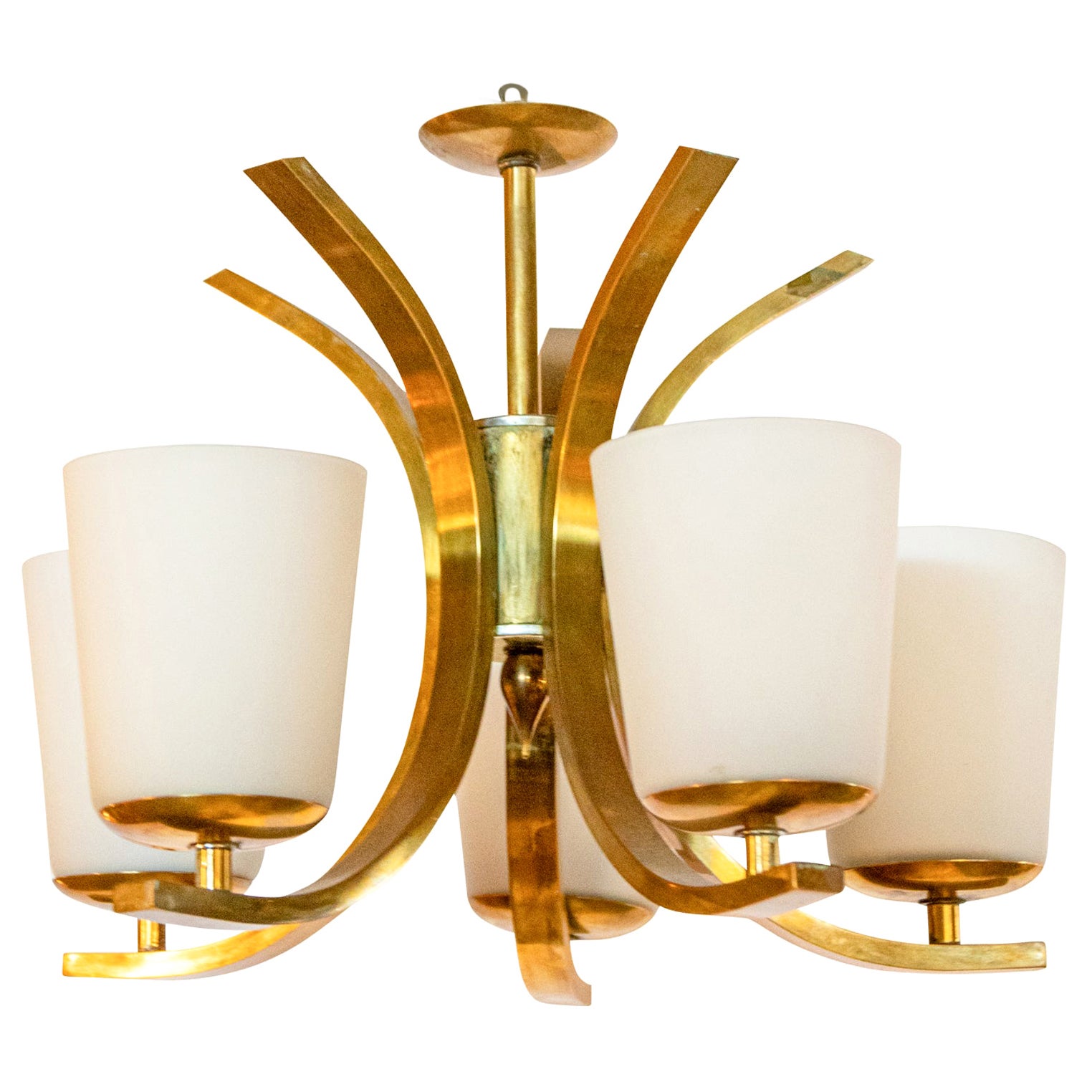Tole and Brass Chandelier with Tole Shade at 1stDibs