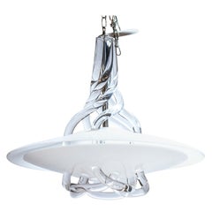 Unusual 1970s Lucite Italian Hanging Dish Fixture