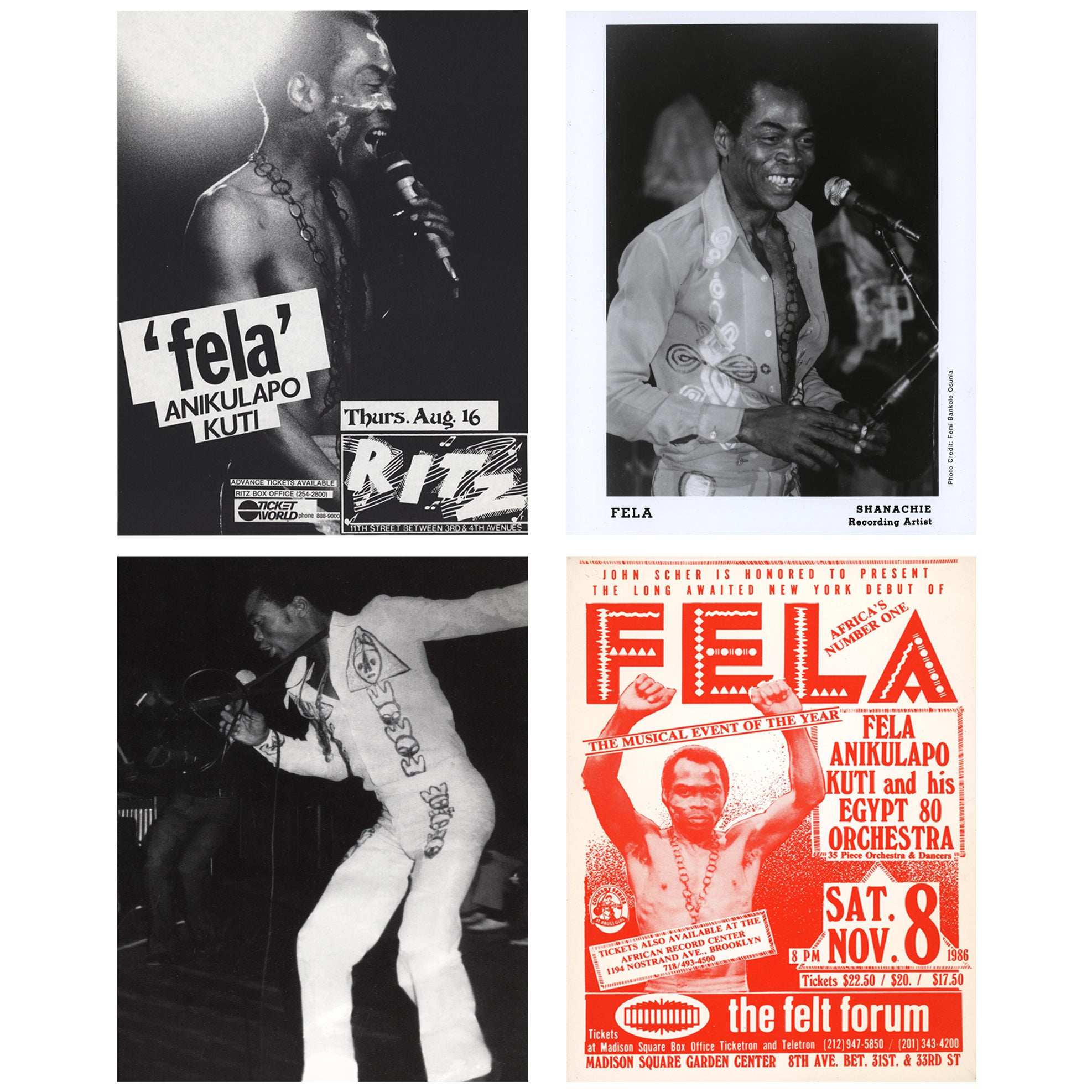 Set of 4 Vintage Fela Kuti Collectibles circa Late 1980's, 'Fela Kuti New York'