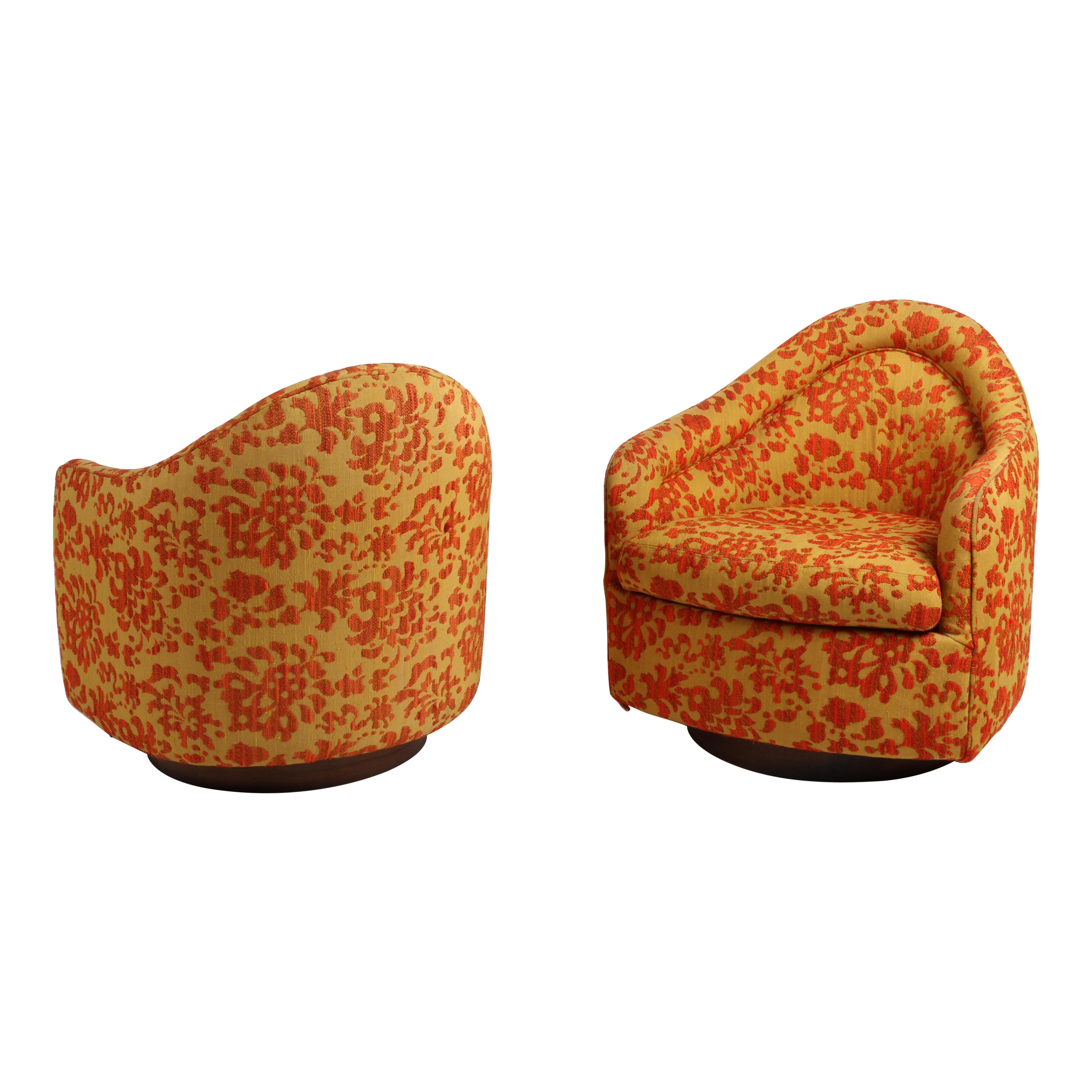 Pair of MCM Milo Baughman for Thayer-Coggin Swivel & Rocking Lounge Chairs